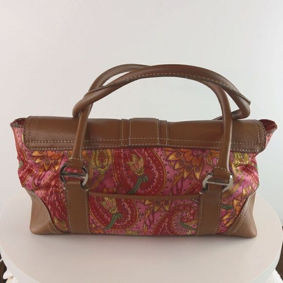 (3/$20) Liz Claiborne fuchsia paisley fabric and faux leather purse - Picture 6 of 16